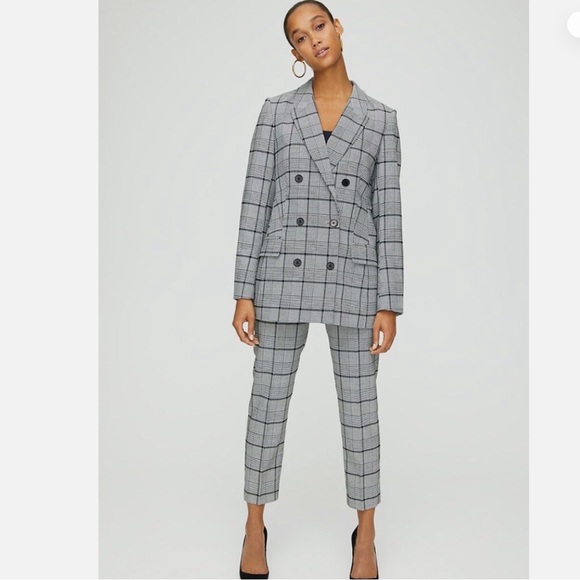 Babaton Jackets & Blazers - Aritzia Babaton The Samuel Transition Blazer Gray Black Plaid size 4
